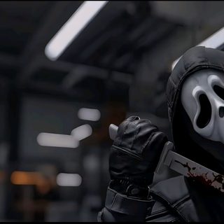 a person wearing a mask and holding a knife Halloween Scream black