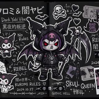 Y2k Wallpaper, Girls Club, Kuromi Wallpaper Animated, 10 Things, Collage Chromebook Kuromi Halloween Y2k, Girls Club, Kuromi Animated, 10 Things, Collage, black