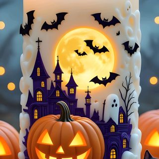 a lit up halloween cake sitting on top of a table next to two black cats Halloween Candle Fun Diy Halloween Decorations, Halloween Cute, Halloween 1, Different Holidays, gray