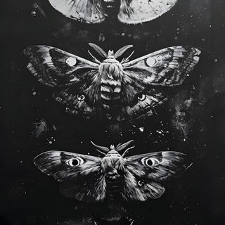 four moths are shown in black and white, each with their own image on it Halloween Moth Moth Art, Goth, Gothic, Witchy, Manifesti Grafici, Gothic Aesthetic, black