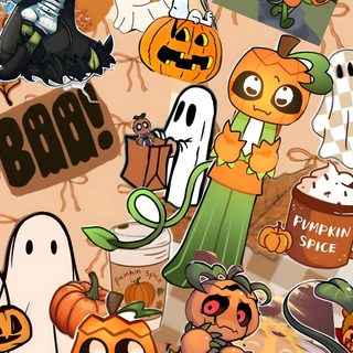 a bunch of halloween stickers that are all over the place with pumpkins and ghost Halloween Pumpkin Brawl Custom peru
