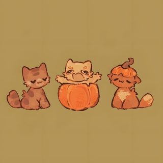 three cats and a dog sitting next to each other on a brown background with orange accents Trio Halloween Cat Doodle, Images Kawaii, Animal Doodles, Cute Sketches, Funny Doodles, Cute Doodle Art, peru