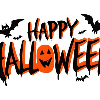 the words happy halloween written in black and orange with bats on it's side That Says Happy Halloween Happy Halloween Letras, Happy Halloween Writing, Halloween Lettering, white