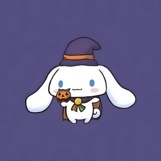 an animal with a hat on its head Cinnamon Roll Hello Kitty Halloween Halloween Cinnamon Roll Hello Kitty, Halloween Cinnamon Roll Sanrio, Cinnamoroll Pumpkin, dark slate blue