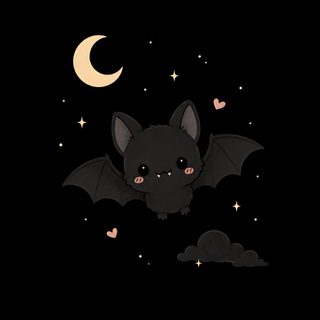 a bat flying through the night sky with stars and moon on it's back Halloween Bat Iphone Cute Bat, Cute Smartwatch, Cute Halloween Backgrounds, Bat Cartoon, black