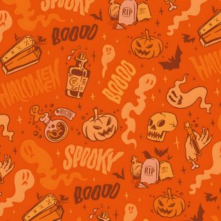 an orange background with halloween related items Orange Halloween Iphone Spirit Halloween Background, Spirit Halloween, Halloween Backgrounds For Ipad, orange red