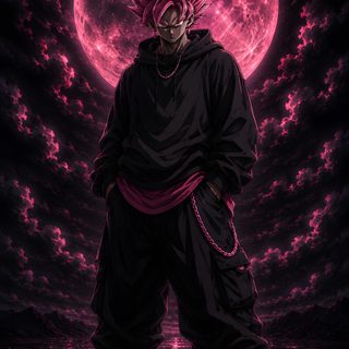 a man standing in front of a full moon with his hands on his hipss Goku Black Halloween 4k black