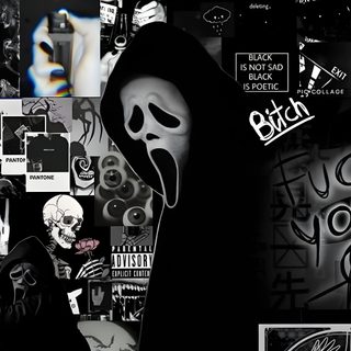 a collage of black and white photos with grime images on them, including a ghost Black And While Halloween Dark Horror Art Collection, Black And White Horror-themed Collage, Gothic Aesthetic,