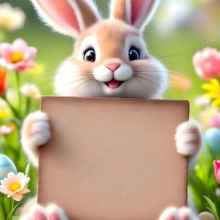 a rabbit holding a sign in the grass with flowers around it and eggs all around Halloween Easter Ideas Bunny Easter, Happy Easter Bunny Background, Easter Vector, Easter 2025, rosy brown