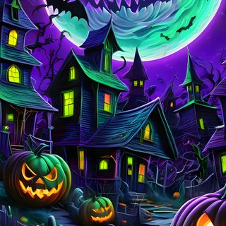 an image of a halloween scene with pumpkins Spooky Neon Halloween Free Halloween, Spooky Halloween Pictures, Happy Halloween Pictures, midnight blue