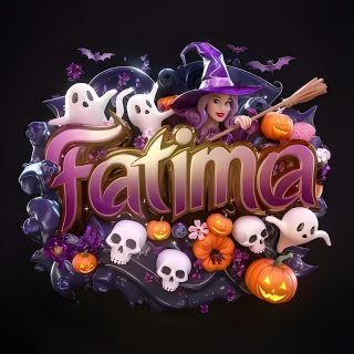 a sign that says falima surrounded by skulls and pumpkins with a witch's hat on top Halloween-themed Name Halloween,