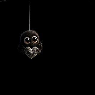 a spider hanging from the side of a web with eyes on it's face Cute Halloween Spider black