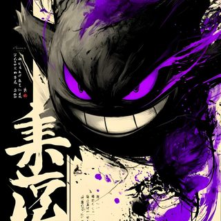 an image of a cat with purple paint on it Gengar Halloween Ghost Type, Pokemon Anime Characters, Tatuagem Pokemon, Ghost Type Pokemon, indigo