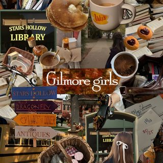 a collage of books, coffee cups, and other items on a table with pumpkins Gilmore Girls Halloween Autumn Phone, Gilmore Girls Dragonfly Inn, Halloween Cute, dark olive green