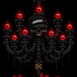 a poster for a horror themed wallpapers com ad featuring a chandelier with red lights Halloween Chandelier Gold Chain, Gothic Lighting, Cosmic Art, High Res, Dark Fantasy, Iphone, black