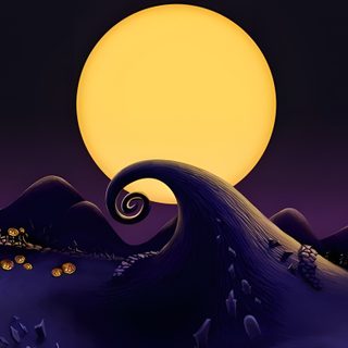 an animated halloween scene with pumpkins on the ground Nightmare Before Christmas Halloween Town Nightmare Before Christmas Sky, Nightmare Before Christmas Mountain, Nightmare Before Christmas Hills, black