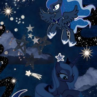 the pony is flying through the night sky with stars and moon in it's mouth Halloween Pony My Little Pony Videos, Mlp Luna, Celestia And Luna, Nightmare Moon, midnight blue