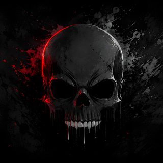 a black and red skull with blood splatters on it's face, in the dark Halloween Skull For Desktop black