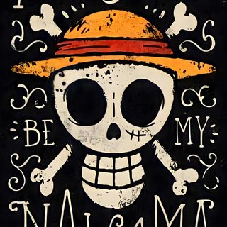 a skull wearing a hat with the words you will always be my nama Halloween One Piece Whitebeard Pirates, One Piece Funny, Nakama, One Piece Wanted Posters, black