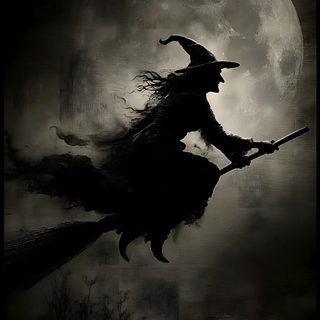a black and white photo of a witch flying in front of the moon with her broom Vintage Halloween Witch Vintage Witch Photos, Witch Flying On Broom, Happy Halloween Pictures, Witch, black