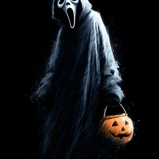 a ghost with a pumpkin in his hand Scary Halloween Iphone black