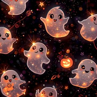 many glowing ghost like objects on a black background with stars and sparkles around them Halloween Iphone 13 Frozen, Halloween Iphone Backgrounds, Image Halloween, Halloween Backgrounds, black