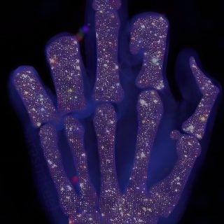 a person's hand is covered with glitters in the shape of a peace sign Halloween Skeleton Hand Purple Cow Print, Black And Purple, Whatsapp Hd, Dark Purple, Sfondi Viola,