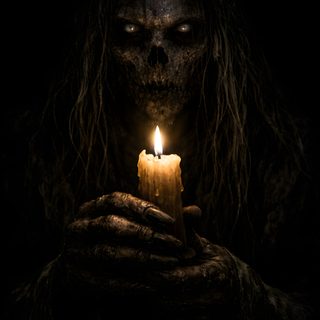 a creepy looking person holding a lit candle in their hands with the darkness behind them Scary Creepy Halloween Art Funny Good Night Pictures, Halloween Captions, Clown Tattoo, Horror Artwork, black