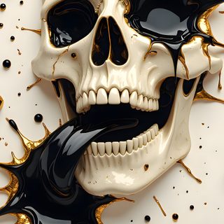 a skull with black and gold paint splattered on it Halloween Skull 4k Iphone Skull, Skull Iphone, Calavera Iphone, 3d Skull, Skull 3d, Skull, light gray