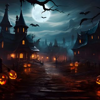 an image of a halloween scene with pumpkins Halloween Village 4k Prom Backdrops, Types Of Lighting, Halloween Graveyard, Castle Backdrop, black