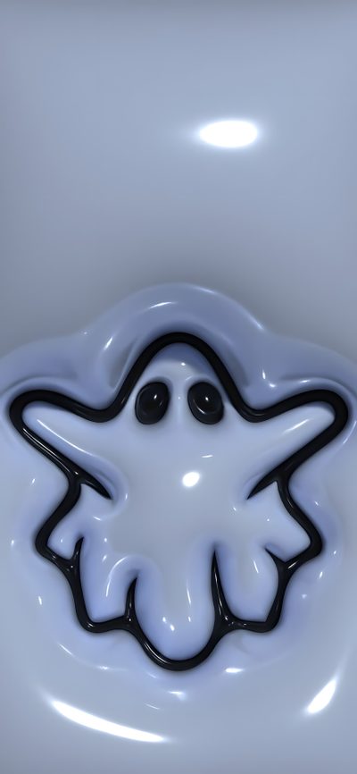a white and black object is floating in the water with its mouth open, it appears to be looking like a ghost Halloween Liquid Boo Printable And 3d Fall Iphone, Jelly Halloween, Haunted 3d, Halloween Puffy, dark gray
