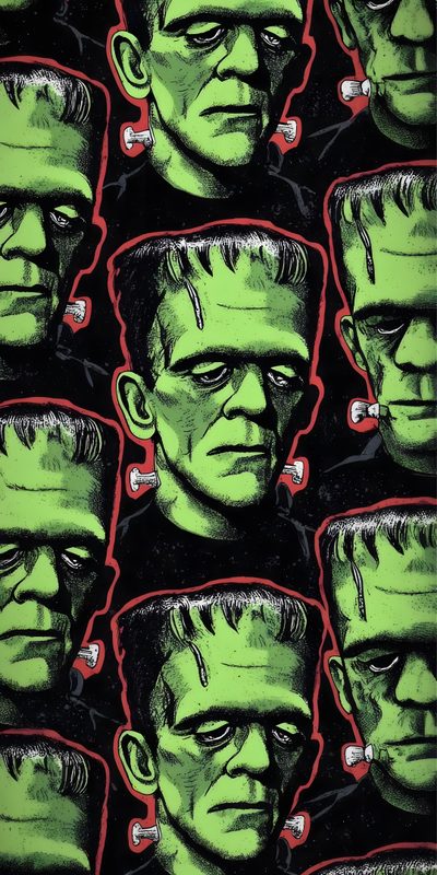 an image of the faces of people in green and red Halloween Monsters Vintage Monsters, Halloween Frankenstein Background, Universal Monsters Iphone, dark slate gray