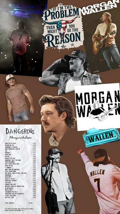 the collage shows many different images and words on it, including one man with a guitar Morgan Wallen Halloween Aesthetic Morgan Wallen, Morgan Wallen For Ipad, Best Country Singers, dim gray
