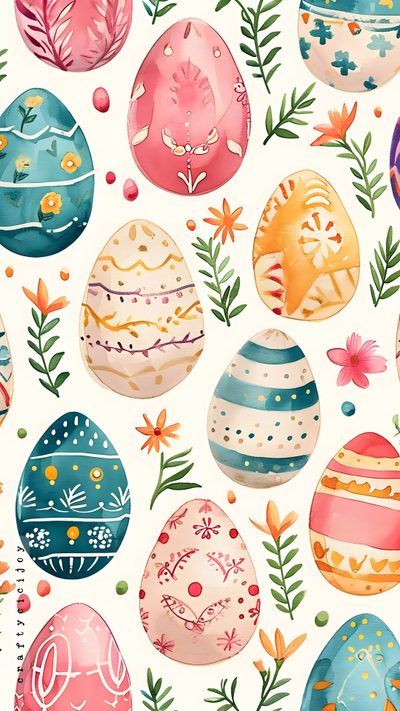 watercolor easter eggs with flowers and leaves on a white background, seamless pattern Halloween Easter Ideas Free Easter Clipart, Easter 2026 Trends, Easter Illustrations, bisque