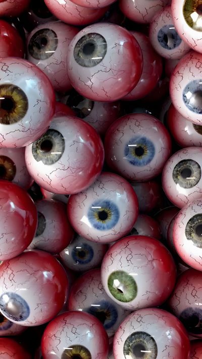 many red and white eyeballs are shown in this close up photo with the eyes visible Halloween Eyeballs Red-01 Photos Of Eyeballs, Monster Eye Art, Spooky Eyeball, Halloween Eye, dim gray