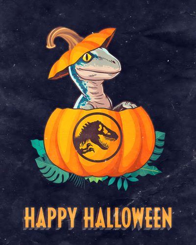a dinosaur sitting on top of a pumpkin with the words happy halloween written below it Halloween Dinosaur Hd Cute Halloween Dinosaur, Jurassic Park Christmas, Halloween Dinosaur Hd, dark slate gray
