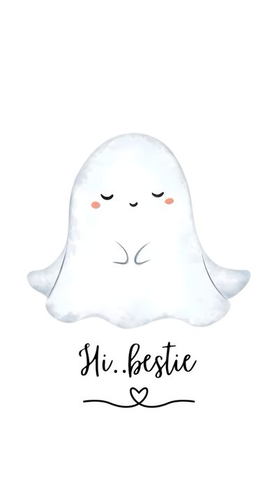 a white ghost with its eyes closed and the words's bestie written on it Cute Halloween Boo Bestie Preppy Fall, Ghost, white