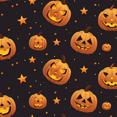 halloween pumpkins and stars on a black background Halloween Pumpkins And Stars Scattered Halloween Star Pattern Background, Jack O Lantern Background, Halloween Jack O Lantern Background, black