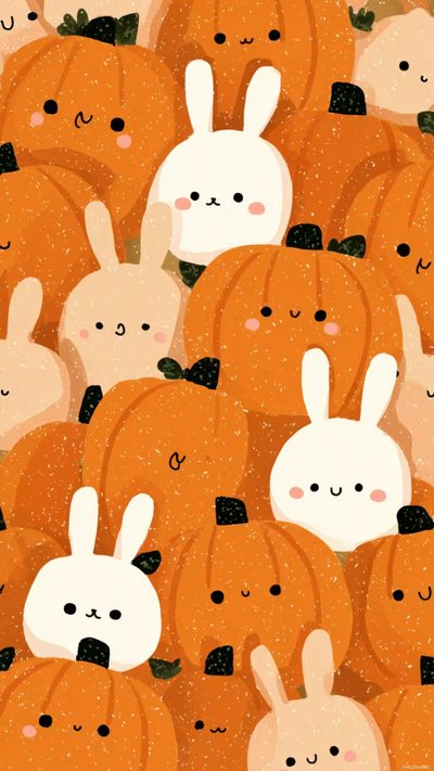 a bunch of pumpkins with rabbits on them Cute Bunny Halloween Thanksgiving, Halloween Bunny, Halloween Rabbit, Asian, Kawaii Fall, chocolate