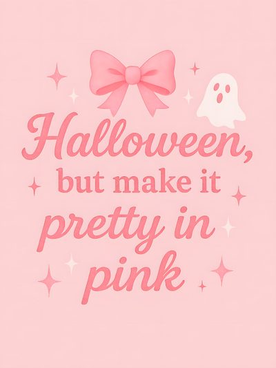 a pink background with the words halloween, but make it pretty in pink Pink Halloween Words Custom Pink Halloween Ipad, Girly Halloween, Cute Pink Halloween, misty rose