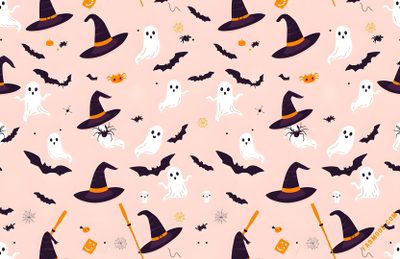 a pink background with halloween themed items Cute Aesthetic Halloween For Computer Backgrounds Laptop Halloween, Cute Halloween For Computer, For Laptop Halloween, misty rose