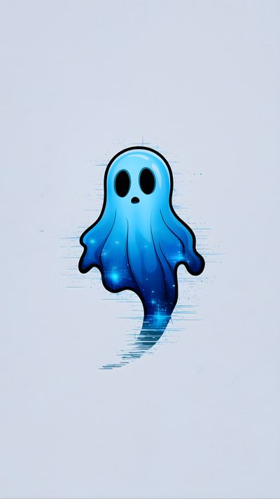 a blue ghost floating on top of water Halloween - Ghost Mood - Aqua Minimalist Phone, Illustration Art Kids, Minimalist, Hd Backgrounds, gainsboro
