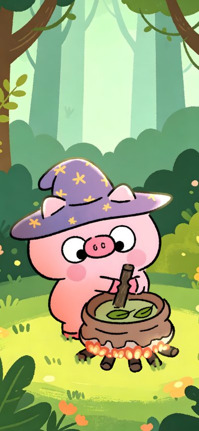 a cartoon pig with a hat on in the forest Cute Halloween Pig Pig, Pig Art, Art Bag, Little Pigs, Book Quotes, Halloween, dark khaki