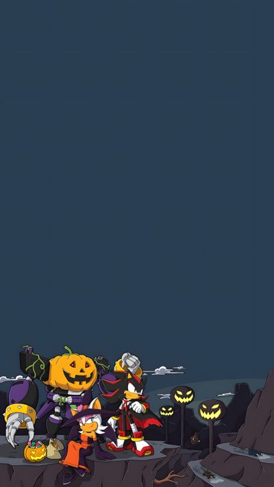 an animated halloween scene with pumpkins and witches Shadow The Hedgehog Halloween Sonic Fall, Sonic Christmas Background, Sonic Halloween Picture, dark slate gray