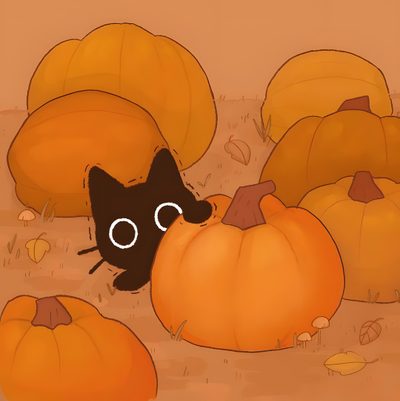 a black cat peeking out from between several pumpkins Orange Aesthetic Halloween Fall Cats, Halloween Iphone, Halloween Drawings, Halloween Icons, chocolate