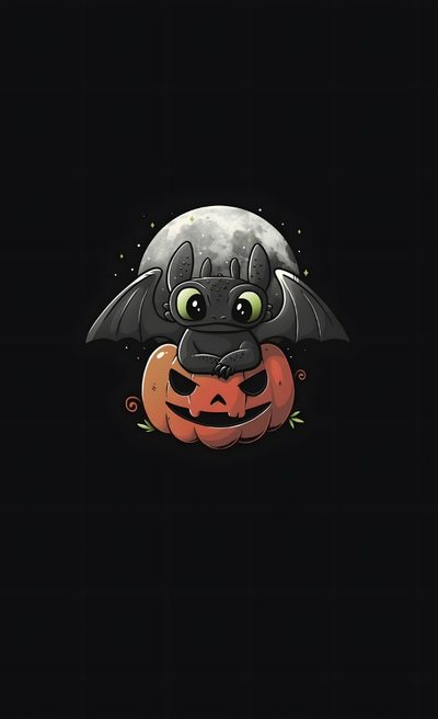 a bat sitting on top of a pumpkin in front of a full moon with an umbrella Toothless Halloween Httyd Funny, Httyd, Galaxy, All The Colors, Halloween, Color, black