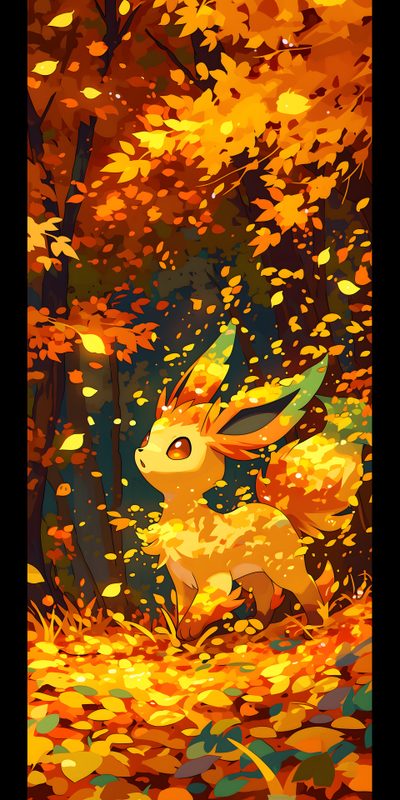 a painting of a rabbit in the woods surrounded by autumn leaves and trees with yellow foliage Leafeon Halloween Lapras Tattoo, Pokemon Phone Case, Cool Pokemon, Pokemon Eeveelutions, saddle brown