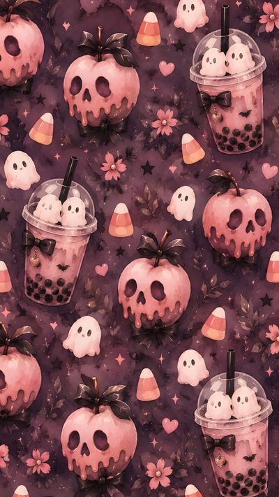 an image of halloween desserts with skulls on them Pastel Goth Halloween Pastel Halloween, Pastel Goth, Poison Apples, Boba Tea, Candy Corn, dark olive green
