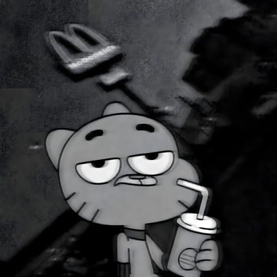 a cartoon character holding a drink in his hand Gumball Halloween The Amazing World Of Gumball Widgets, Gumball Pfp, World Of Gumball, dark slate gray