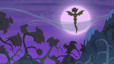 an animated image of a man flying through the air with his arms outstretched in front of a full moon My Little Pony Halloween Mlp Pc Background, Flutterbat Cutie Mark, Mlp Night Background, dark slate blue